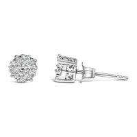.925 Sterling Silver 1/2 Cttw Cttw Prong Set Lab Grown Round Diamond Cluster Stud Earring (F-G Color, SI1-SI2 Clarity)
