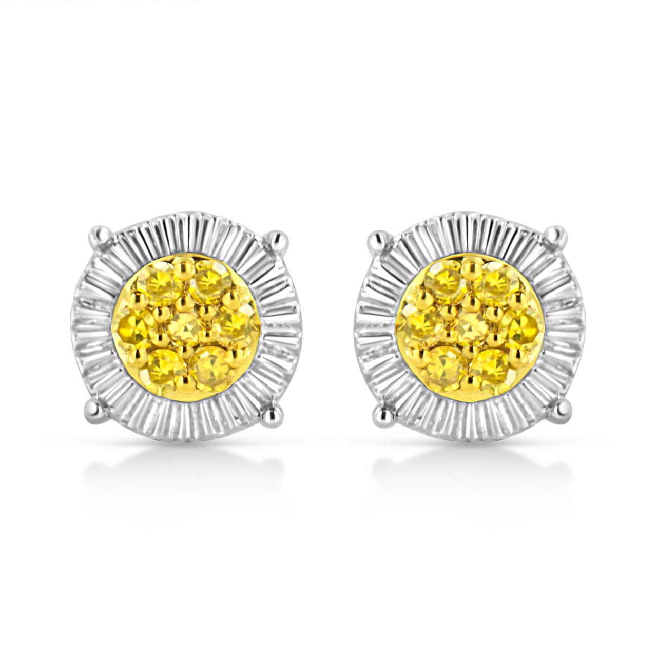 .925 Sterling Silver 1/4 Cttw Treated Diamond Cluster Flower Earrings
