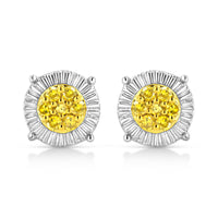 .925 Sterling Silver 1/4 Cttw Treated Diamond Cluster Flower Earrings
