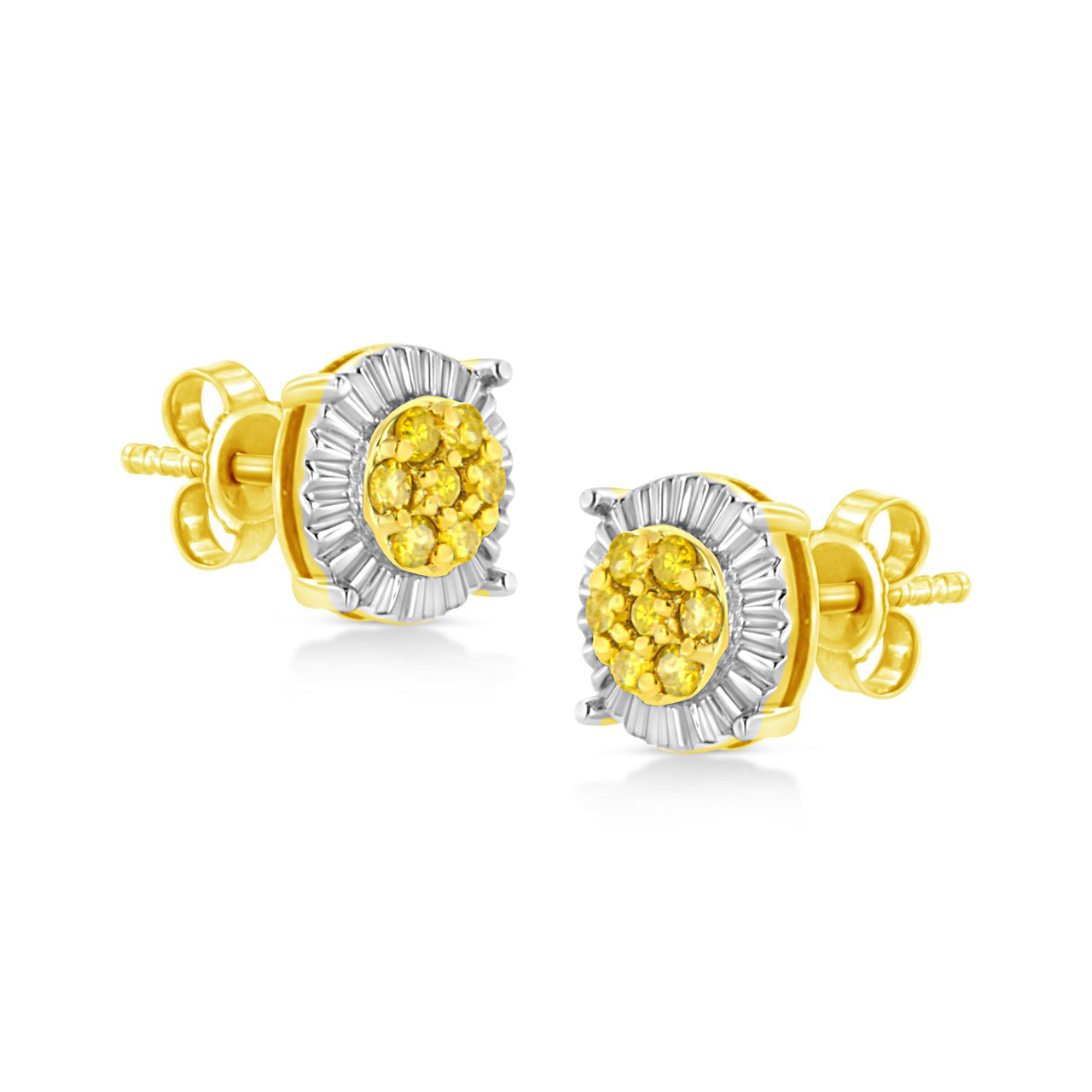 .925 Sterling Silver 1/4 Cttw Treated Diamond Cluster Flower Earrings
