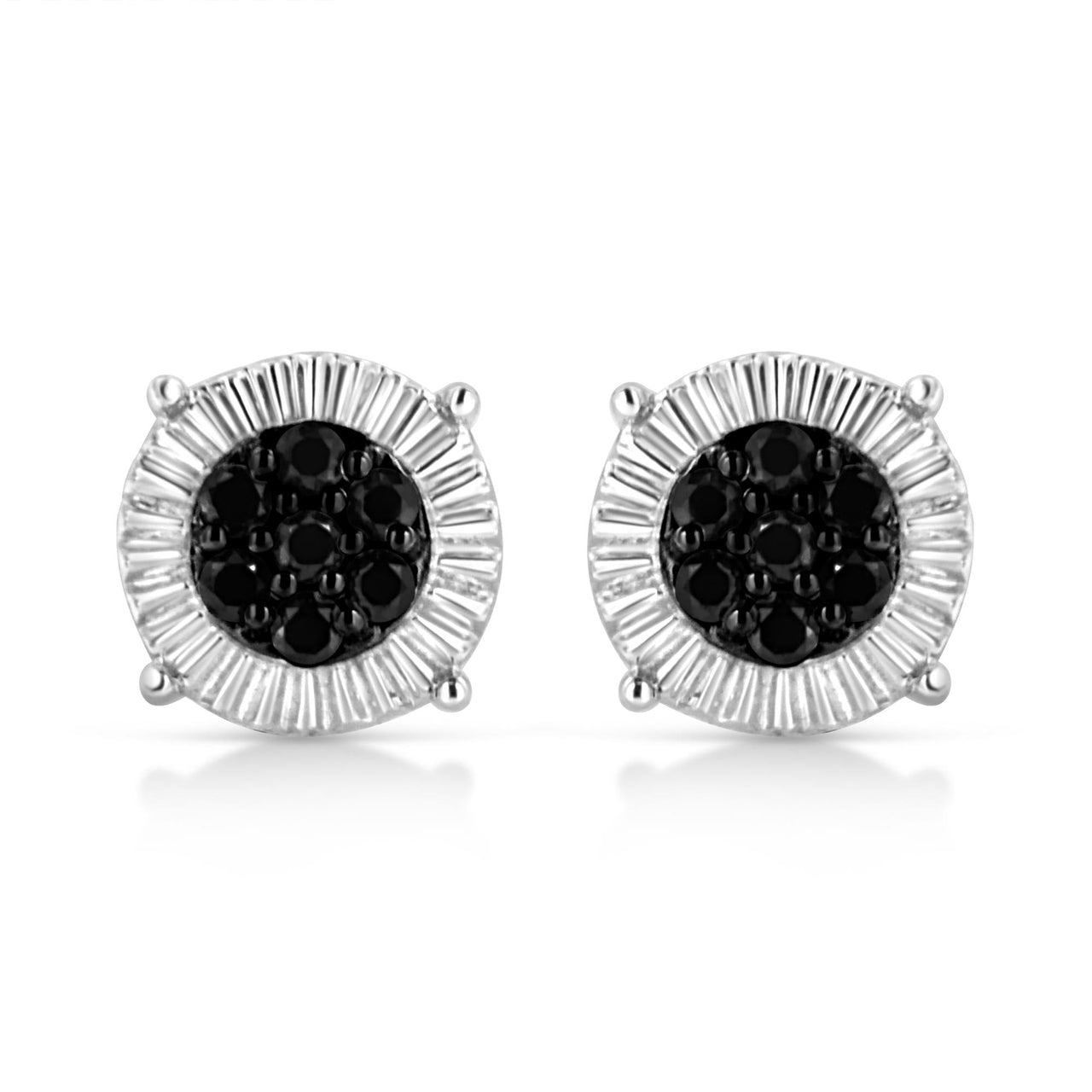.925 Sterling Silver 1/4 Cttw Treated Diamond Cluster Flower Earrings