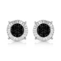 .925 Sterling Silver 1/4 Cttw Treated Diamond Cluster Flower Earrings