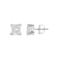 14K White Gold Princess Cut Lab-Grown Diamond Solitaire Stud Earrings (F-G Color, VS2-SI1 Clarity)