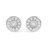 .925 Sterling Silver 1/4 Cttw Diamond Miracle Set Solitaire with Halo Stud Earrings