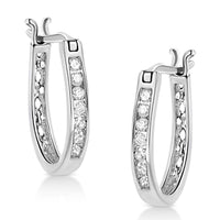 .925 Sterling Silver 1/4 Cttw Diamond Leverback 3/4
