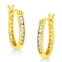 14K Yellow Gold Plated .925 Sterling Silver 1/4 Cttw Diamond Leverback 3/4