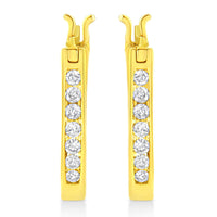 14K Yellow Gold Plated .925 Sterling Silver 1/4 Cttw Diamond Leverback 3/4