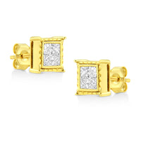 14K White Gold 1.0 Cttw 4-Prong Set Brilliant Round-Cut Solitaire Lab Grown Diamond Push Back Stud Earrings (E-F Color, VVS2-VS1 Clarity)