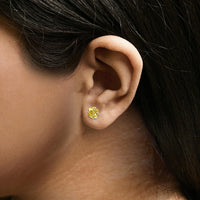 14K Gold 3-Prong Martini Set Yellow Lab Grown Diamond Solitaire Stud Earrings
