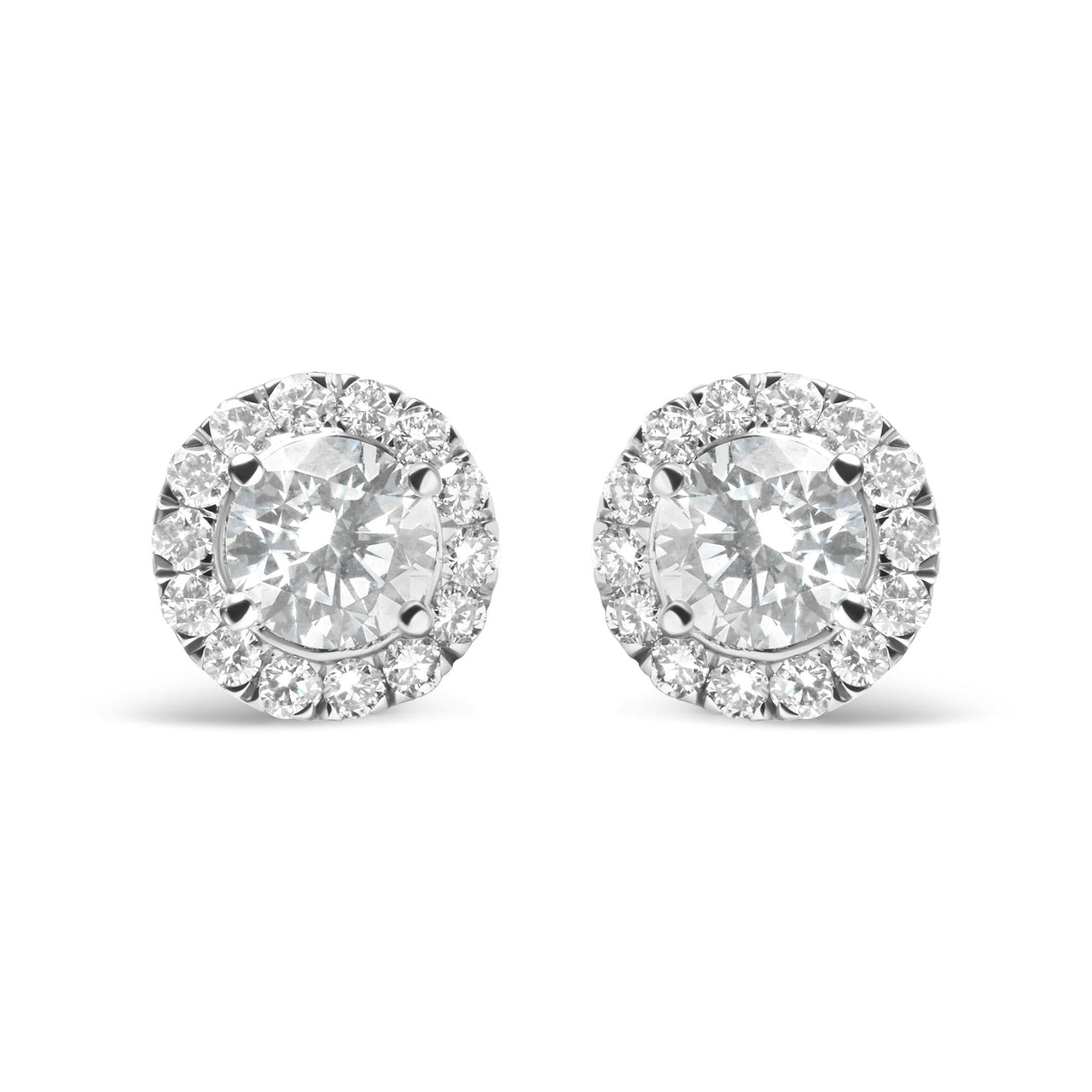 14K White Gold Lab Grown Diamond Solitaire Stud Earrings with Halo (2.00 Cttw, F-G Color, VS2-SI1 Clarity