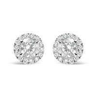 14K White Gold Lab Grown Diamond Solitaire Stud Earrings with Halo (2.00 Cttw, F-G Color, VS2-SI1 Clarity