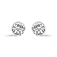 14K White Gold 5/8 Cttw Bezel Set Lab Grown Round Diamond Screw-Back Solitaire Stud Earrings (G-H Color, VS2-SI1 Clarity)