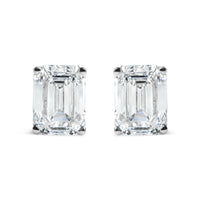 14K White Gold 2.0 Cttw Emerald Cut Lab Grown Diamond Solitaire Stud Earrings (G-H Color, VS1-VS2 Clarity)