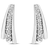 .925 Sterling Silver 0.50 Cttw Round Diamond Graduated Huggie Stud Earrings (I-J Color, I2-I3 Clarity)
