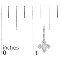 10K White Gold Princess and Round Diamond Geometric Composite Dangle Earrings