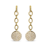 14K Yellow Gold 1.0 Cttw Diamond Chain Cluster Dangle Chain Earrings (I-J Color, I1-I2 Clarity)