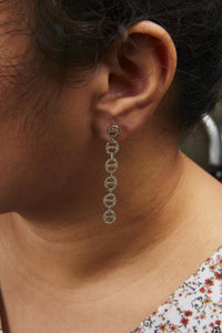 Sterling Silver 1.0 Cttw Yellow Diamond Linked Circle Drop Earrings
