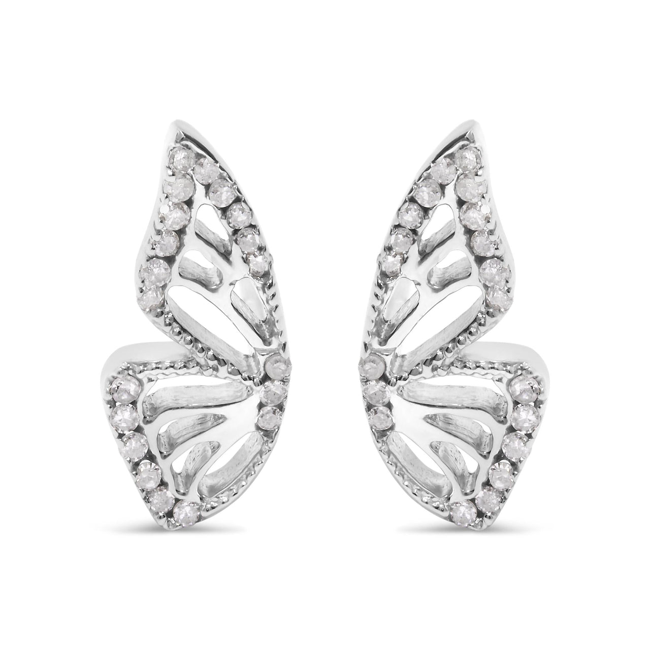 .925 Sterling Silver 1/6ct TDW Diamond Butterfly Earrings