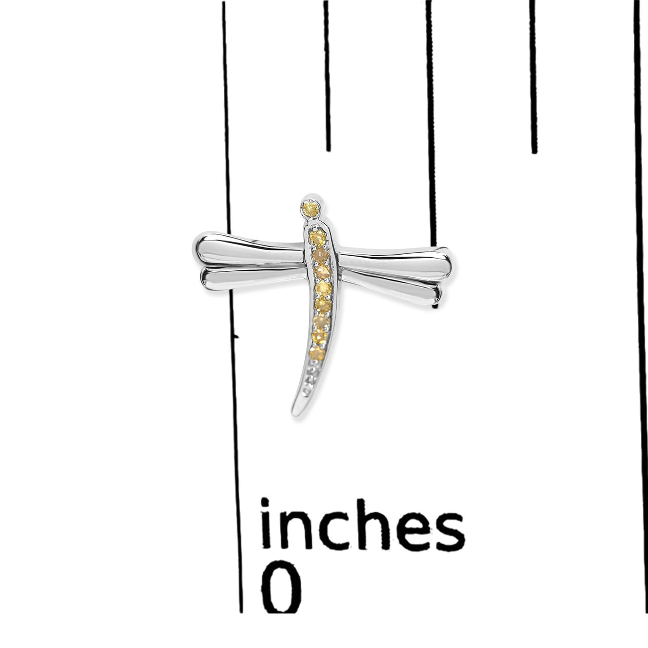 .925 Sterling Silver Yellow Diamond Accent Dragonfly Stud Earrings (Yellow Color, I2-I3 Clarity)