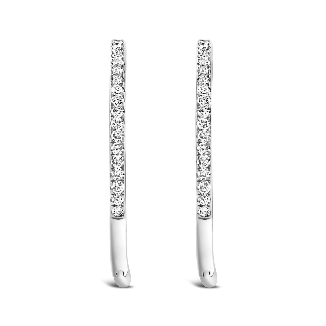 .925 Sterling Silver 1/3 Cttw Inside Out Diamond 1MM Wide Hoop Earrings (H-I Color, I2-I3 Clarity)
