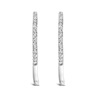 .925 Sterling Silver 1/3 Cttw Inside Out Diamond 1MM Wide Hoop Earrings (H-I Color, I2-I3 Clarity)