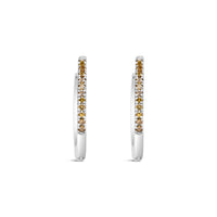 925 Sterling Silver 1/10 Cttw Yellow Diamond Hoop Snap Post Hoop Earrings (Yellow Color, I3 Clarity)