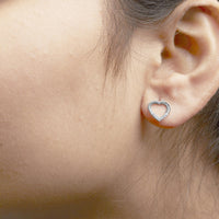 .925 Sterling Silver Diamond Accent Open Heart Stud Earrings (H-I Color, I2-I3 Clarity)