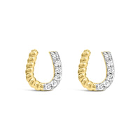 10K Yellow Gold 1/10 Cttw Braided Horseshoe Stud Earrings (H-I Color, SI1-SI2 Clarity)