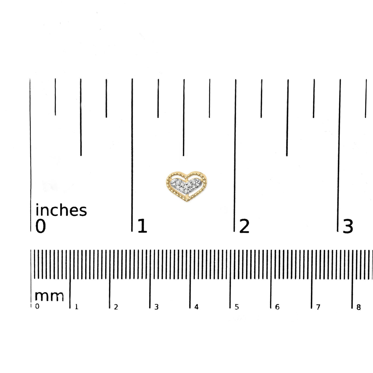 10K Yellow Gold 1/10 Cttw Diamond Heart and Beaded Halo Stud Earrings (I-J Color, I1-I2 Clarity)