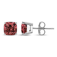 14K White Gold Lab Grown Pink Cushion 4-Prong Set Classic Diamond Solitaire Stud Earrings (Pink Color, VS1-VS2 Clarity)