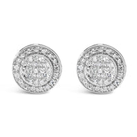 .925 Sterling Silver 3/4 Cttw Diamond Composite and Halo Stud Earrings (H-I Color, SI1-SI2 Clarity)