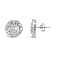 .925 Sterling Silver 3/4 Cttw Diamond Composite and Halo Stud Earrings (H-I Color, SI1-SI2 Clarity)