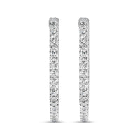 925 Sterling Silver 1.0 Cttw Princess Diamond Inside Out Hoop Earrings (I-J Color, I1-I2 Clarity) - 23 MM