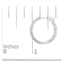 14K White Gold Natural Princess Cut Diamond Inside Out Hoop Earrings (G-H Color, SI2-I1 Clarity)