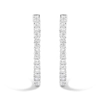14K White Gold Natural Princess Cut Diamond Inside Out Hoop Earrings (G-H Color, SI2-I1 Clarity)