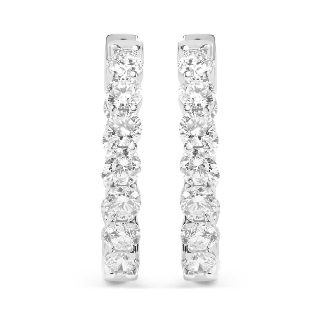 14K White Gold 5.00 Cttw Lab-Grown Diamond Inside Out Hoop Earrings