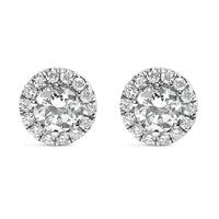 14K White Gold Round Lab-Grown Diamond Halo Stud Earrings (F-G Color, VS2-SI1 Clarity)