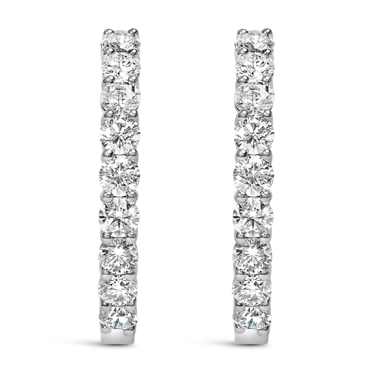 14K White Gold 3.00 Cttw Inside Out Lab Grown Diamond Hoop Earrings
