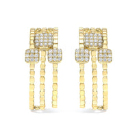 14K Yellow Gold Plated .925 Sterling Silver 1/4 Cttw Diamond Multi-Dimensional Link Dangle Stud Earrings (H-I Color, I1-I2 Clarity)