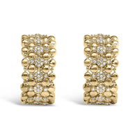 14K Yellow Gold Plated .925 Sterling Silver 3/8 Cttw Diamond and Ball Bead J Hoop Earrings (H-I Color, I1-I2 Clarity)
