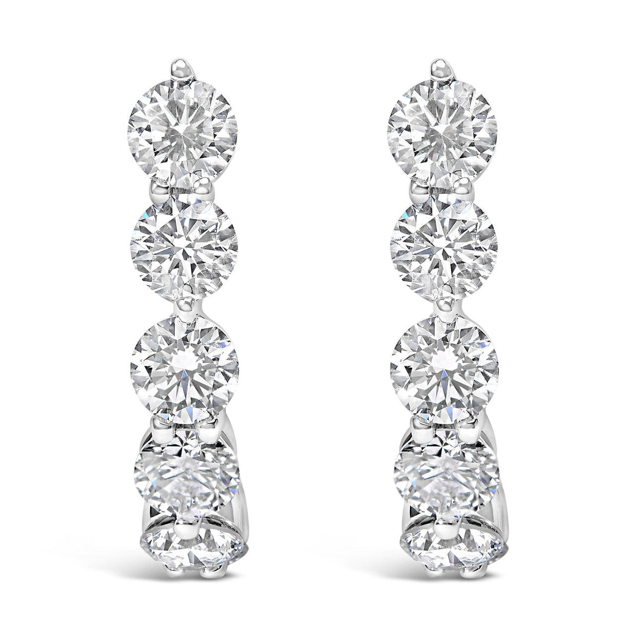 14K White Gold 1 3/4 Cttw Round Lab Grown Diamonds 5 Stone Open Hoop Stud Earrings (F-G Color, VS1-VS2 Clarity)