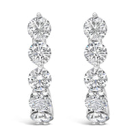 14K White Gold 1 3/4 Cttw Round Lab Grown Diamonds 5 Stone Open Hoop Stud Earrings (F-G Color, VS1-VS2 Clarity)