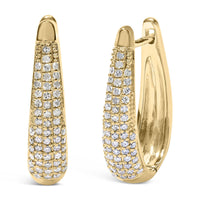 14K Yellow Gold Plated .925 Sterling Silver 3/8 Cttw Pave Set Diamond Hoop Earrings (H-I Color, I1-I2 Clarity)