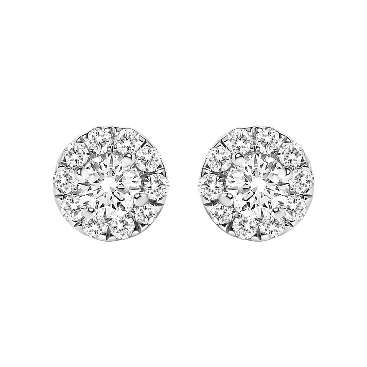 14K White Gold 1/3 Cttw Lab-Grown Diamond Halo Stud Earring (F-G Color, VS1-VS2 Clarity)