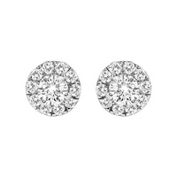 14K White Gold 1/3 Cttw Lab-Grown Diamond Halo Stud Earring (F-G Color, VS1-VS2 Clarity)