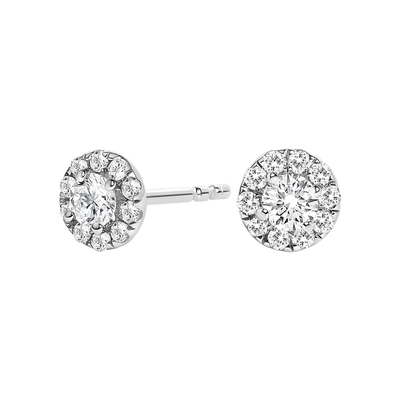 14K White Gold 1/3 Cttw Lab-Grown Diamond Halo Stud Earring (F-G Color, VS1-VS2 Clarity)