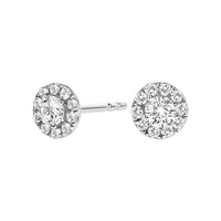 14K White Gold 1/3 Cttw Lab-Grown Diamond Halo Stud Earring (F-G Color, VS1-VS2 Clarity)