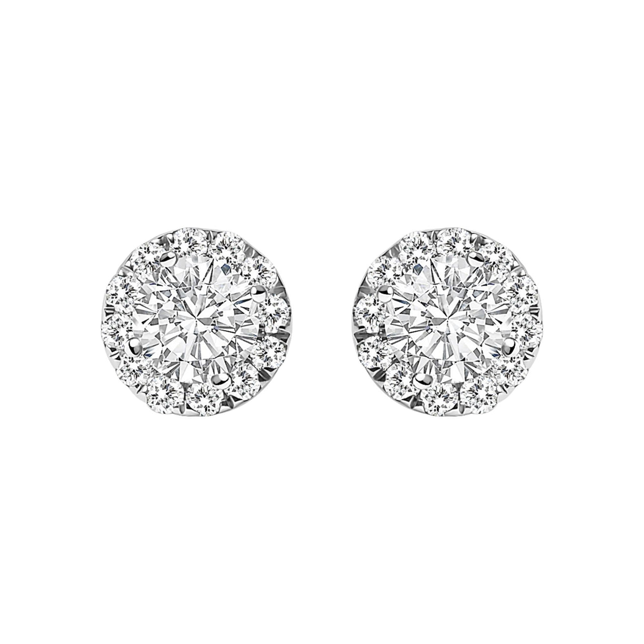 14K White Gold 1/2 Cttw Lab-Grown Diamond Halo Stud Earring (F-G Color, VS1-VS2 Clarity)