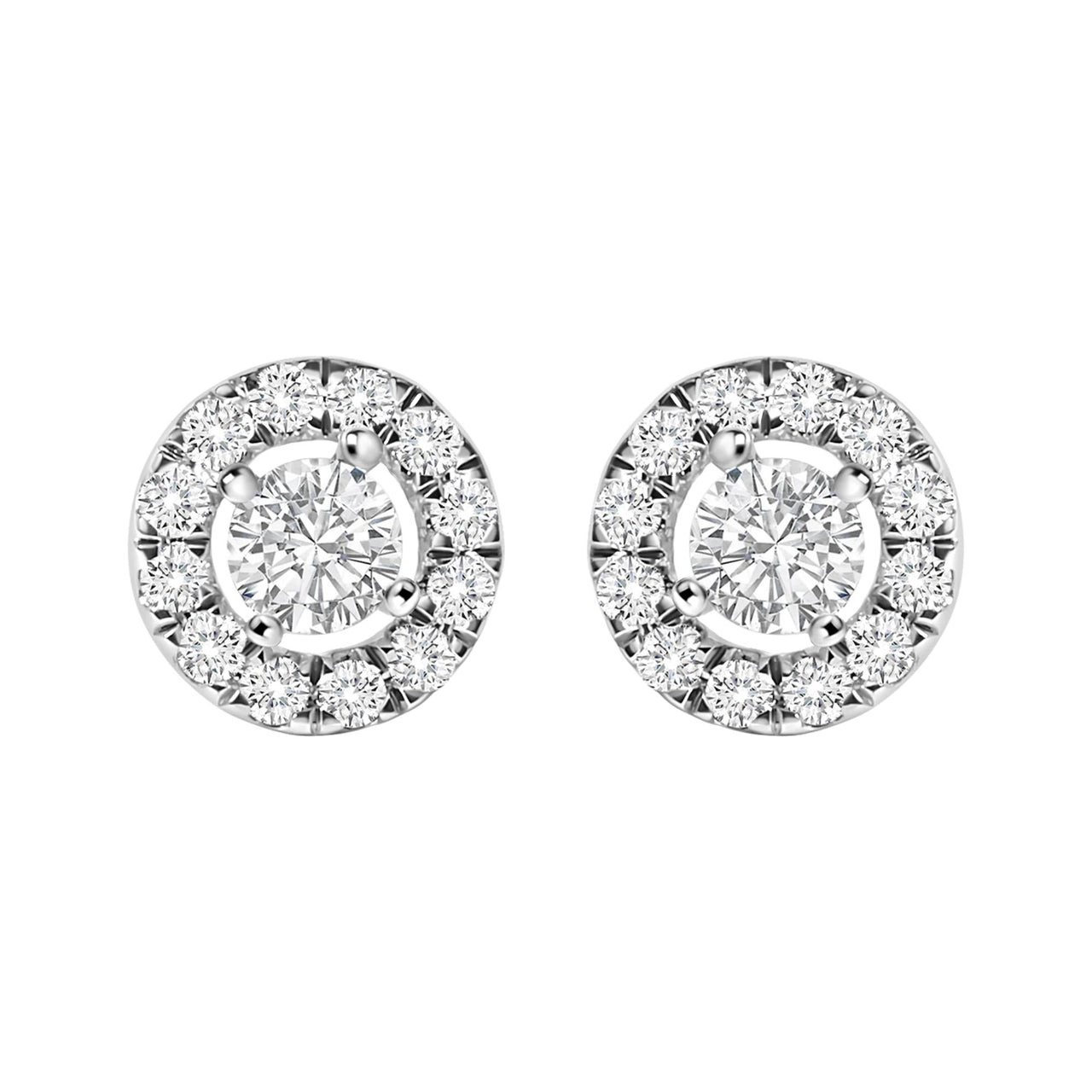 14K White Gold 3/4 Cttw Lab-Grown Diamond Floating Halo Stud Earring (F-G Color, VS1-VS2 Clarity)