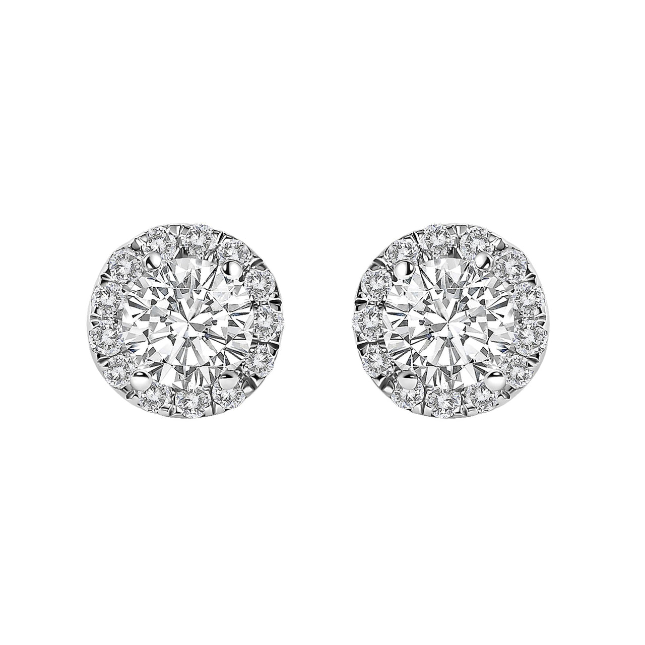 14K White Gold 1.0 Cttw Lab-Grown Diamond Halo Stud Earring (F-G Color, VS1-VS2 Clarity)